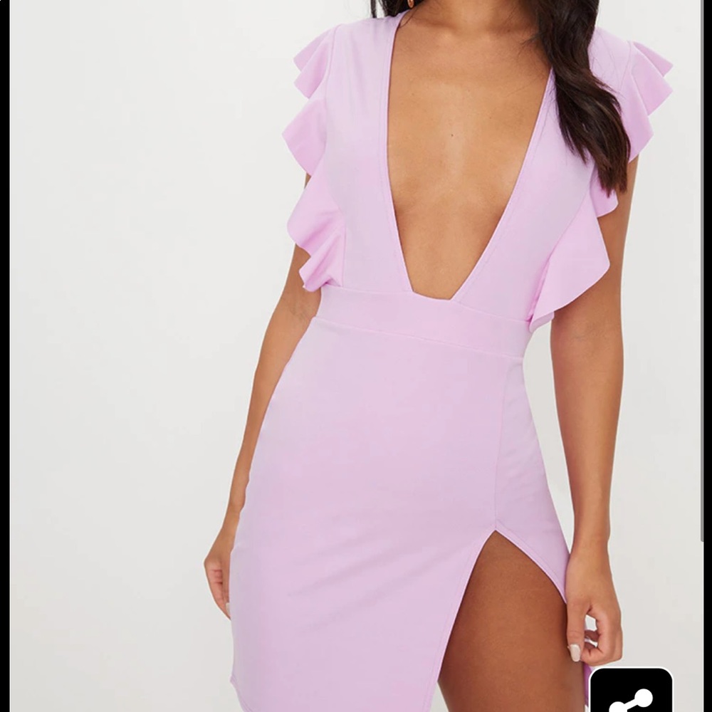 Lilac deep v dress